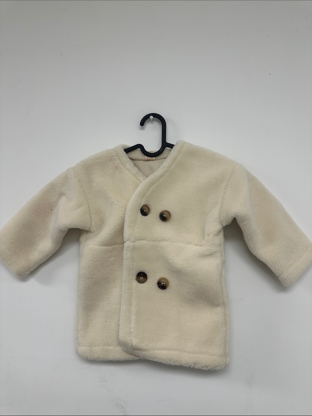 Cream Baby Fleece Double-Breasted Coat